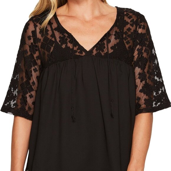 Cruel Girl Black Lace and Chifon top - Picture 1 of 2
